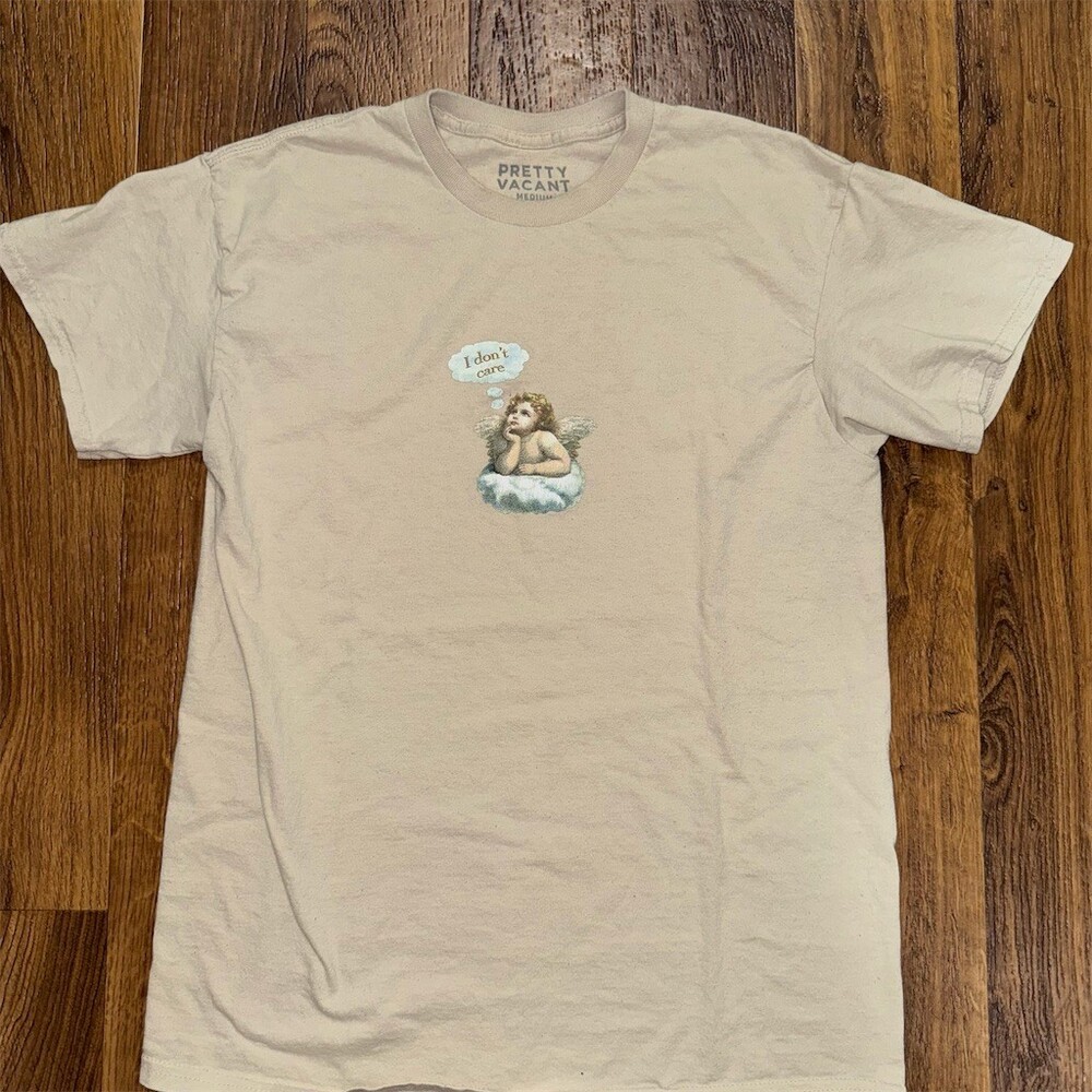Pretty Vacant T-Shirt Mens M Beige Cherub Graphic “I Don’t Care”